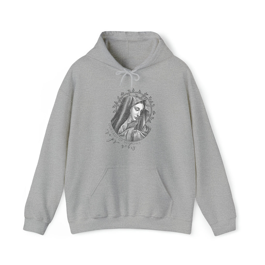 Our Lady of Sorrows Hoodie - "ora pro nobis" pray for us -  Latin Hooded Sweatshirt - Catholic Men & Women Hoodie