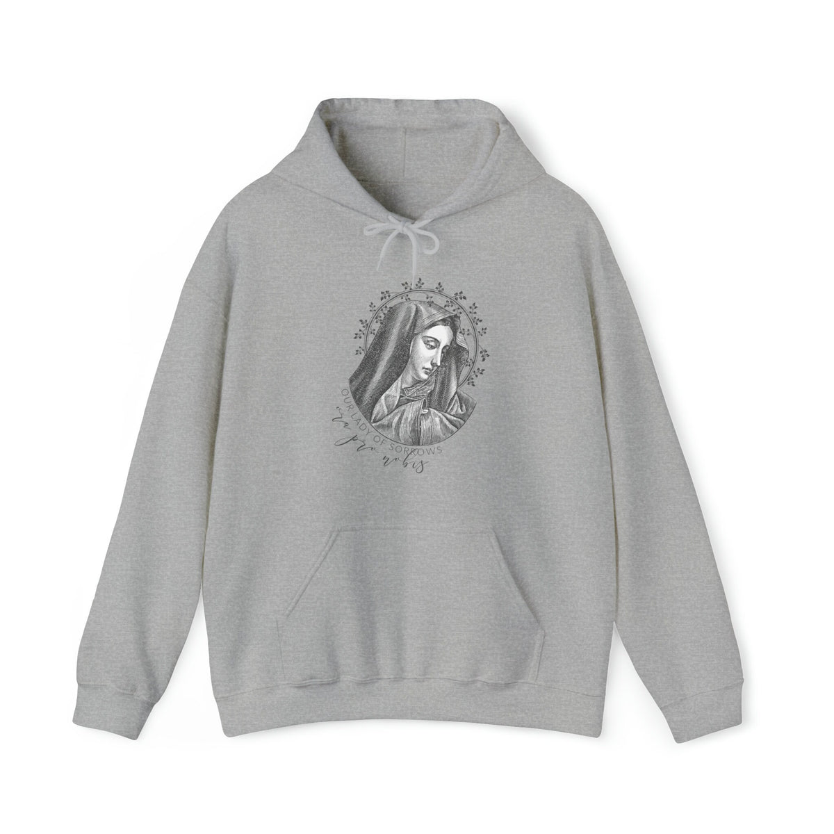Our Lady of Sorrows Hoodie - "ora pro nobis" pray for us -  Latin Hooded Sweatshirt - Catholic Men & Women Hoodie
