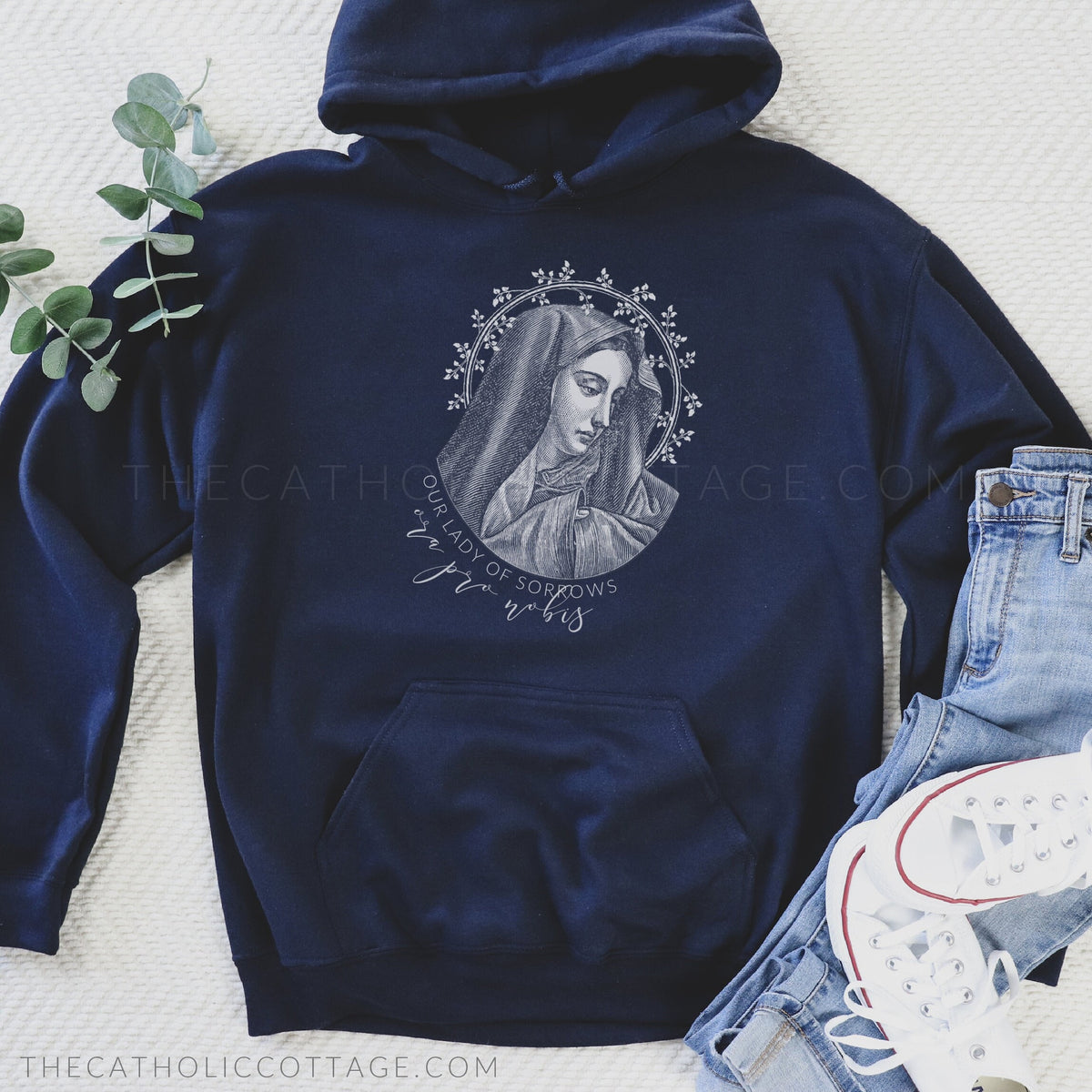 Our Lady of Sorrows Hoodie - "ora pro nobis" pray for us -  Latin Hooded Sweatshirt - Catholic Men & Women Hoodie