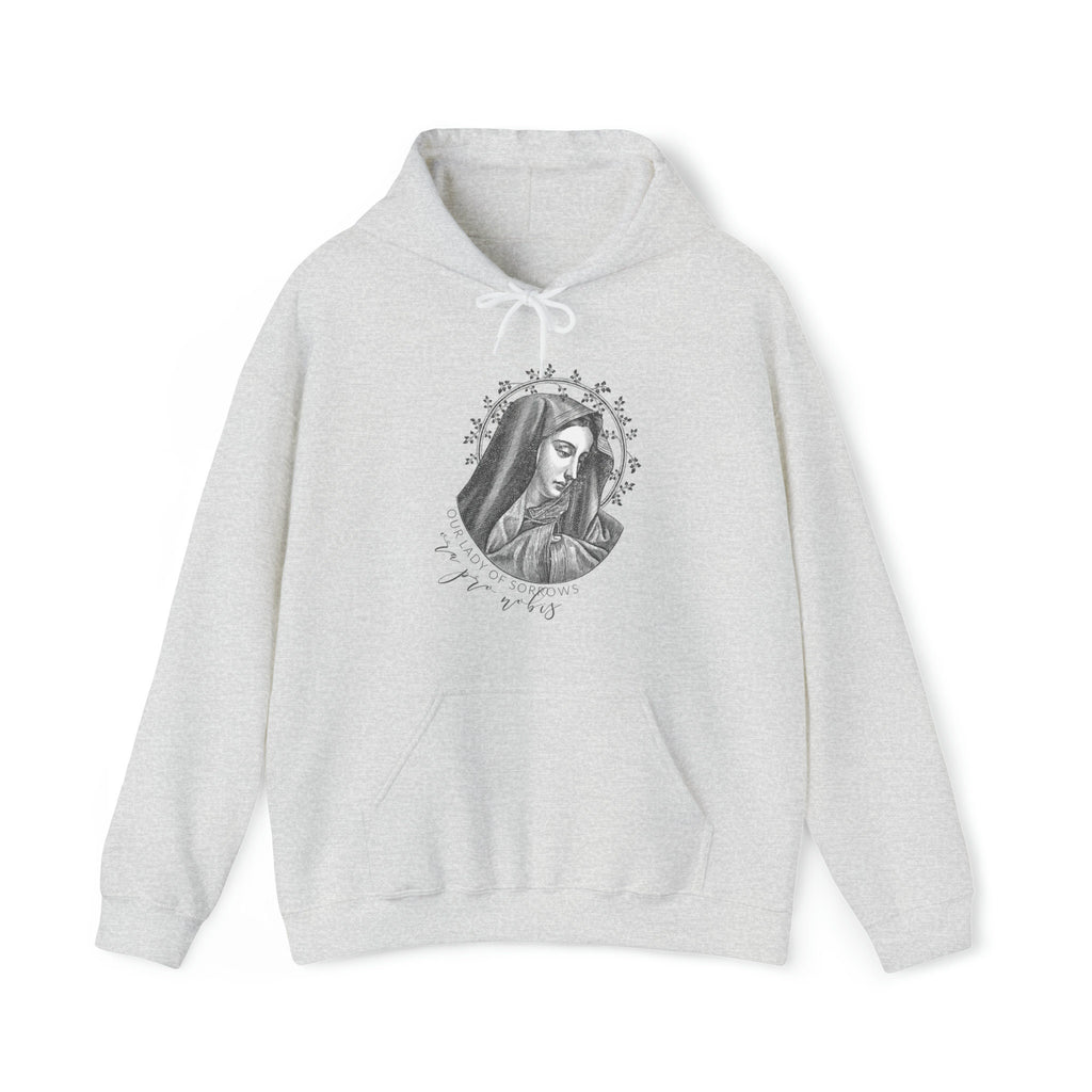 Our Lady of Sorrows Hoodie - "ora pro nobis" pray for us -  Latin Hooded Sweatshirt - Catholic Men & Women Hoodie
