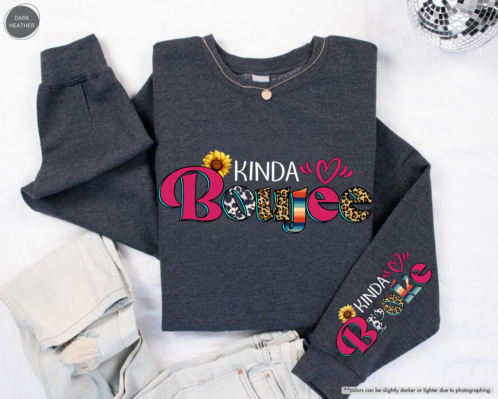 Kinda Boujee Kinda Broke Hoodie, Western Boujee Sweatshirt, Sunflower Sweatshirt, Leopard Women Sweatshirt, Motivational Hoodie,Gift for Her