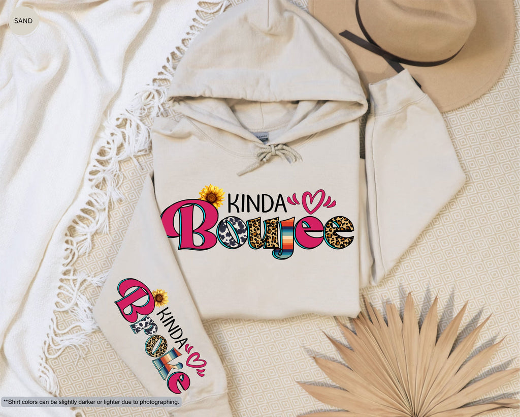 Kinda Boujee Kinda Broke Hoodie, Western Boujee Sweatshirt, Sunflower Sweatshirt, Leopard Women Sweatshirt, Motivational Hoodie,Gift for Her