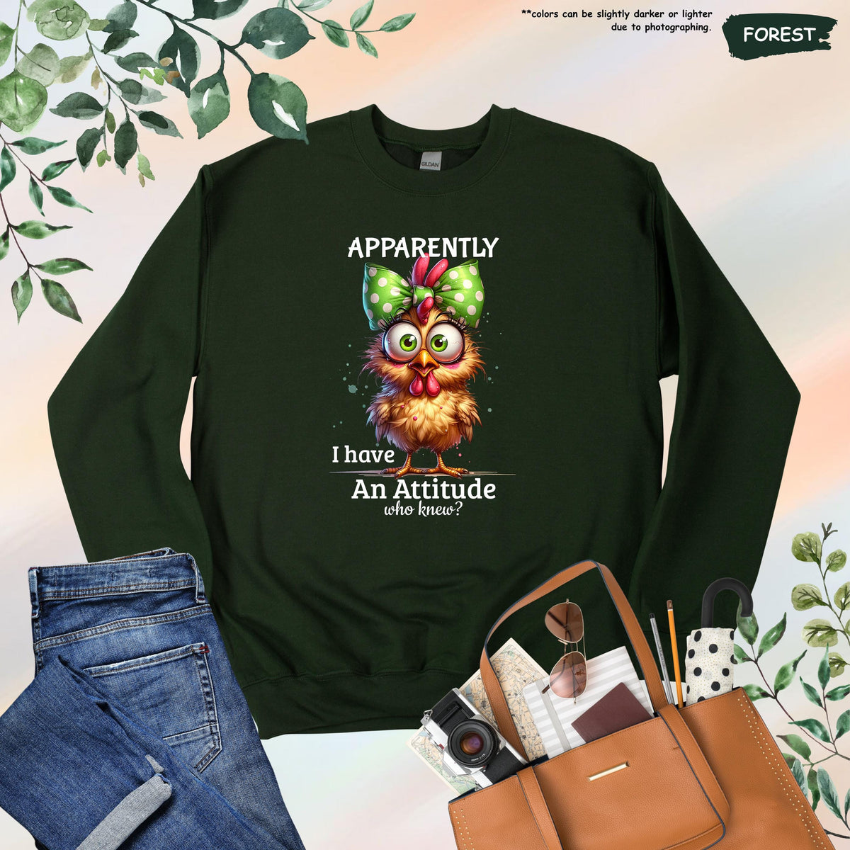 Apparently I Have an Attitude Who Knew Sweatshirt,Funny Chicken Sweater,Adult Humor Sweater,Funny Sweater,Sarcastic Hoodie,Funny Friend Gift