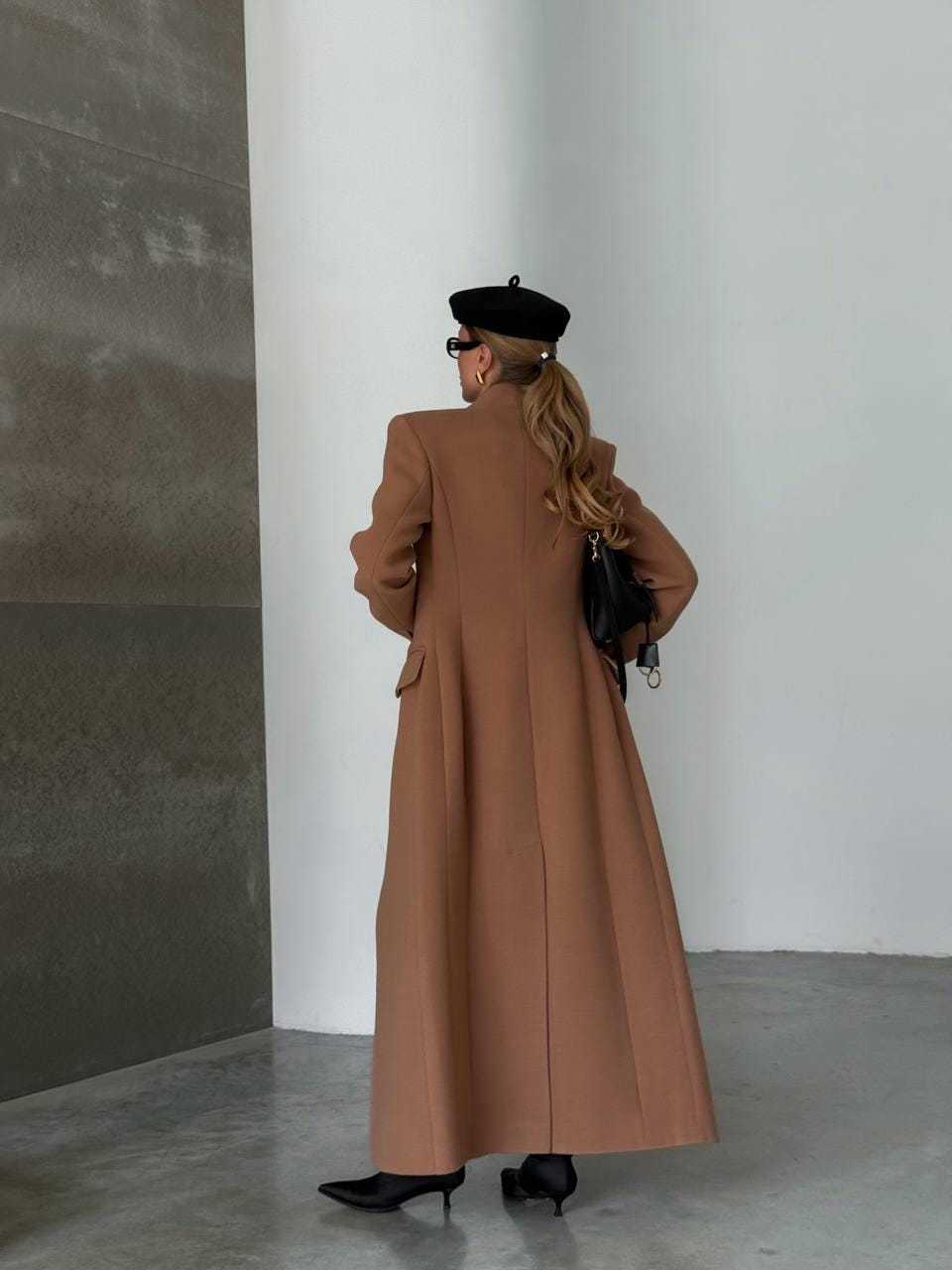 Long Cashmere Coat Womens Tailored Wool Coat Minimalist Fall Winter Outerwear Elegant City Style