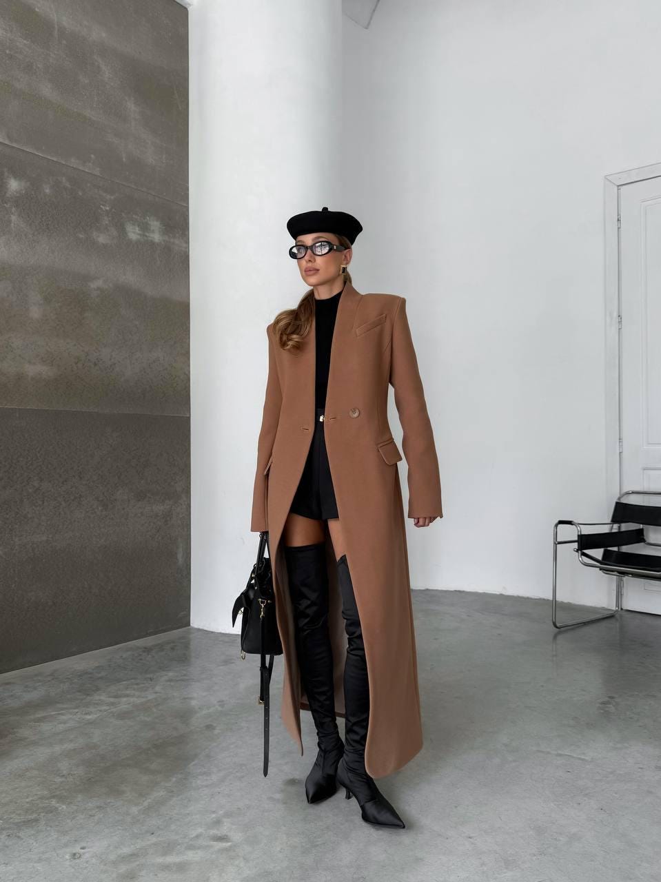 Long Cashmere Coat Womens Tailored Wool Coat Minimalist Fall Winter Outerwear Elegant City Style