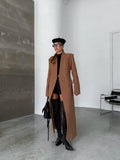 Long Cashmere Coat Womens Tailored Wool Coat Minimalist Fall Winter Outerwear Elegant City Style