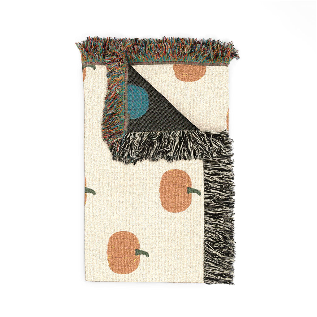 Minimal Pumpkin Pattern Woven Blanket | Fall Harvest Throw