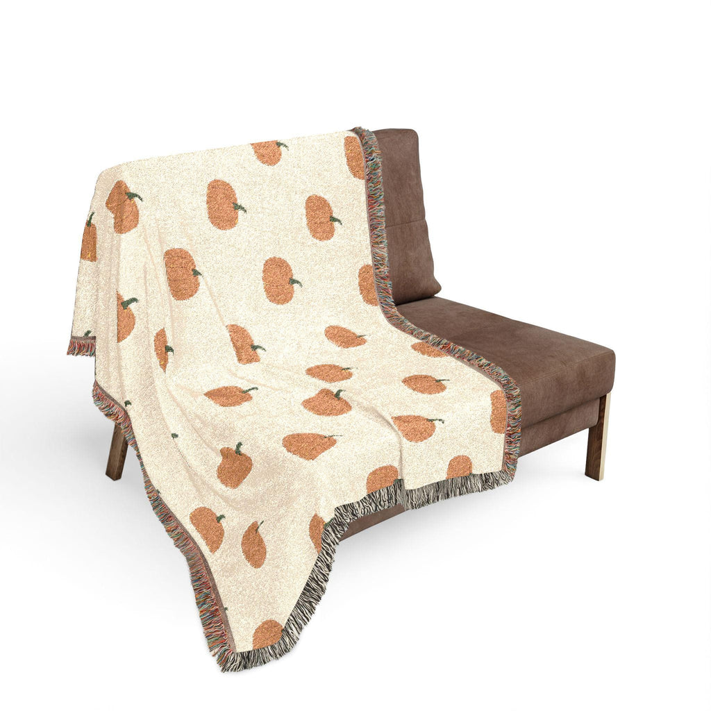 Minimal Pumpkin Pattern Woven Blanket | Fall Harvest Throw