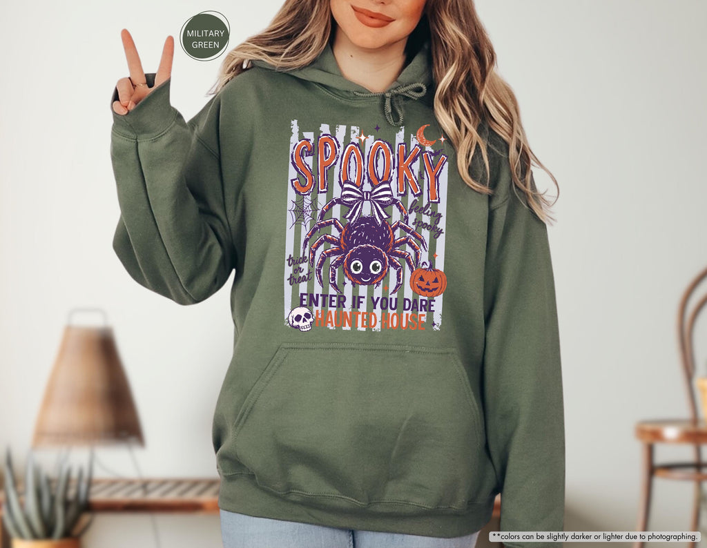 Spooky Halloween Hoodie, Spooky House Sweatshirt, Women Halloween Gift, Stripped Feeling Spooky Sweater, Pumpkin Season Sweater