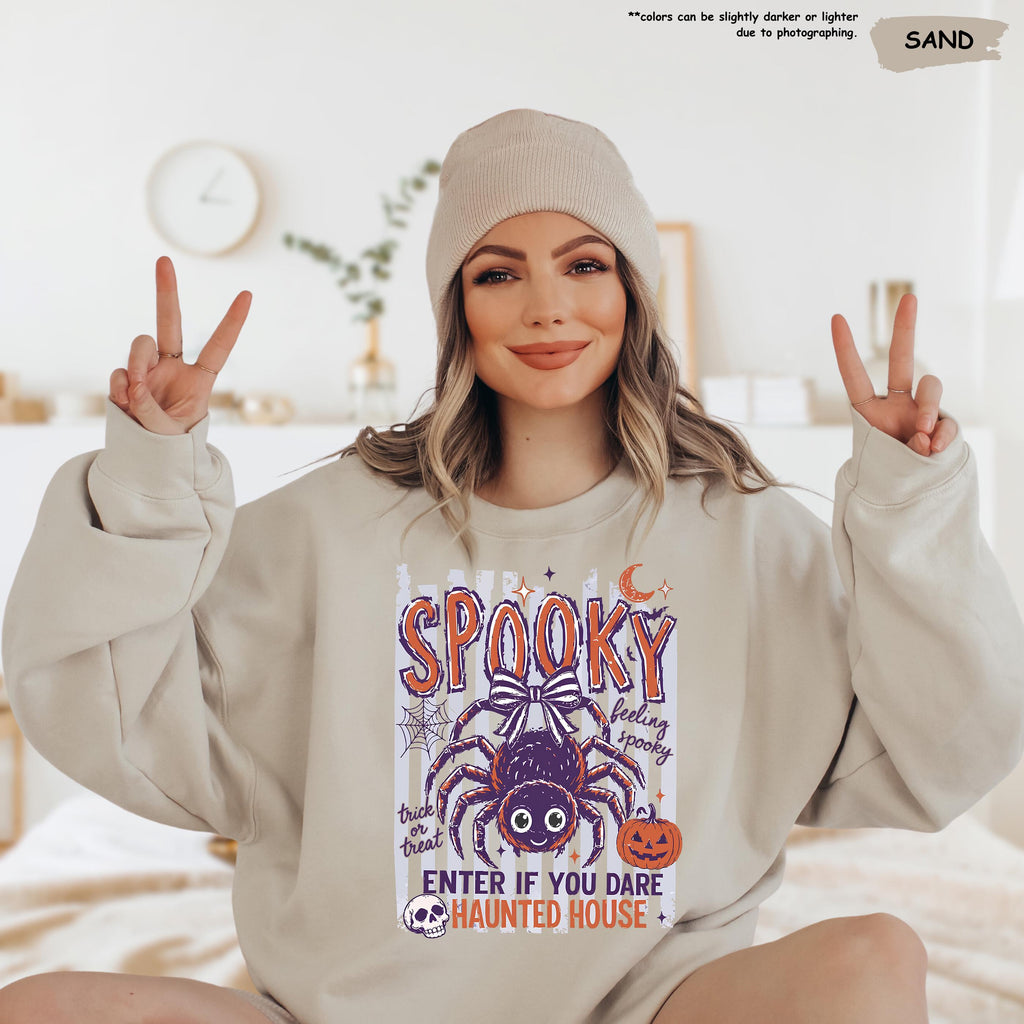 Spooky Halloween Hoodie, Spooky House Sweatshirt, Women Halloween Gift, Stripped Feeling Spooky Sweater, Pumpkin Season Sweater