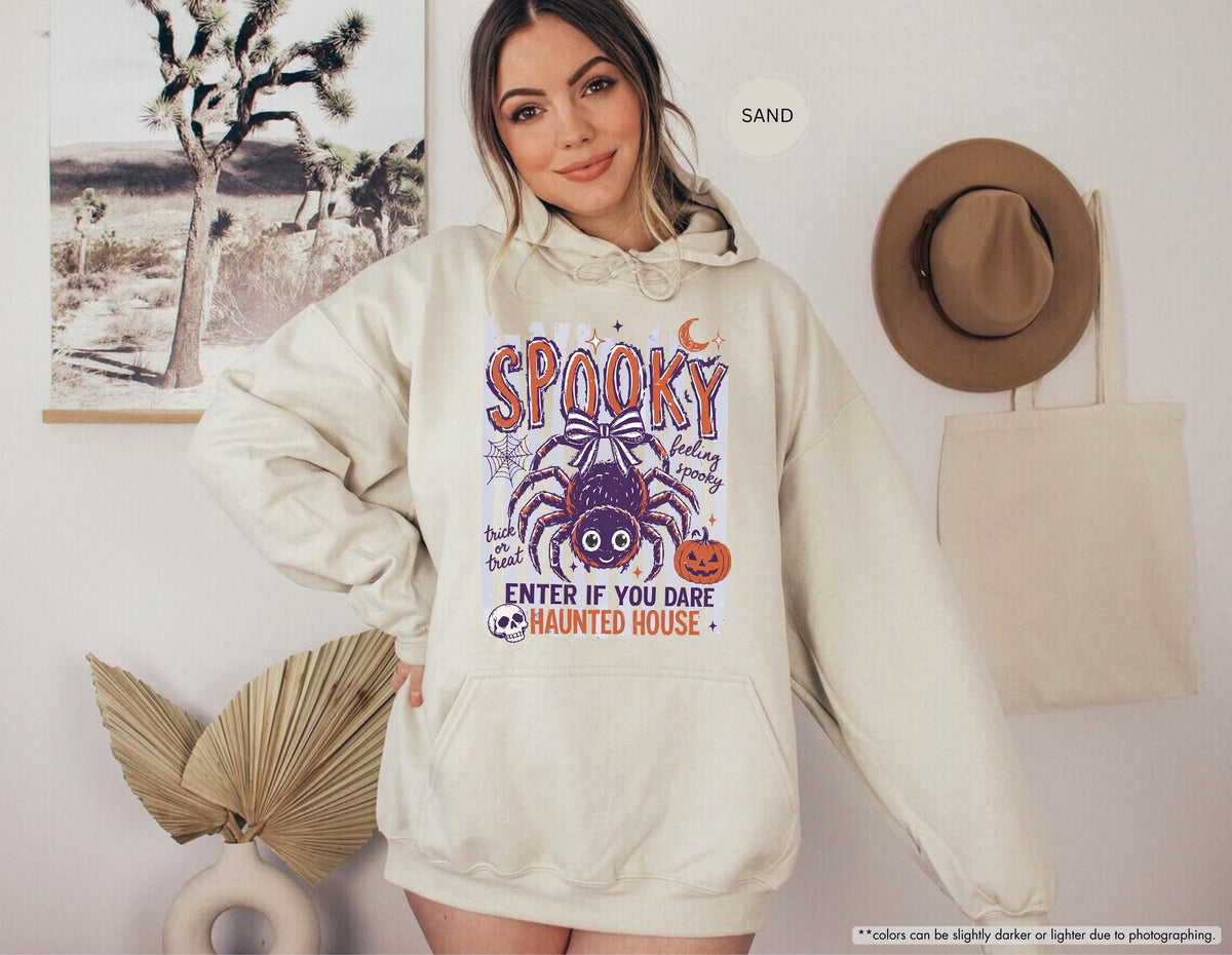 Spooky Halloween Hoodie, Spooky House Sweatshirt, Women Halloween Gift, Stripped Feeling Spooky Sweater, Pumpkin Season Sweater