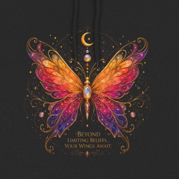 Butterfly Hoodie | Inspirational Butterfly Sweatshirt | Spiritual Hoodie | Celestial Butterfly Gift | Boho Graphic Hoodie