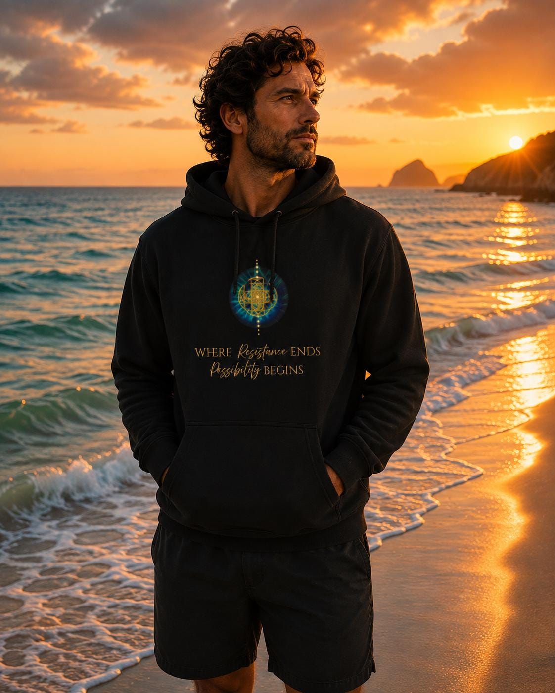 Inspirational Sacred Geometry Hoodie | Where Resistance Ends, Possibility Begins | Spiritual Hoodie | Mindfulness Gift | Unisex Sweatshirt