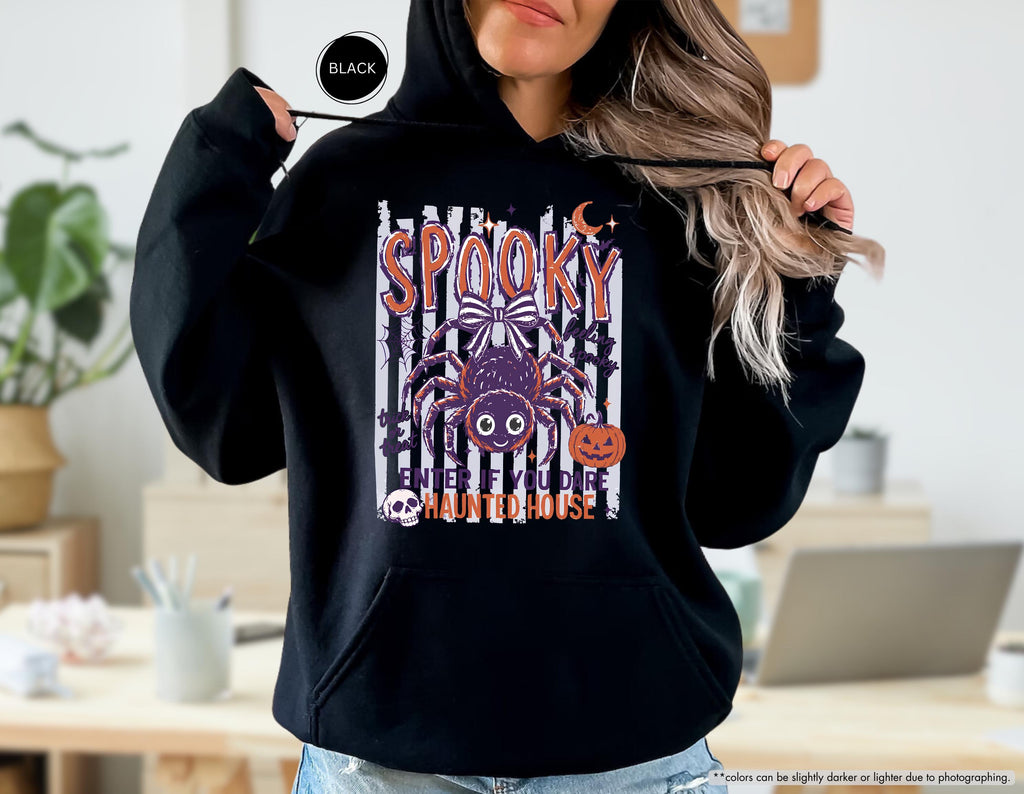Spooky Halloween Hoodie, Spooky House Sweatshirt, Women Halloween Gift, Stripped Feeling Spooky Sweater, Pumpkin Season Sweater
