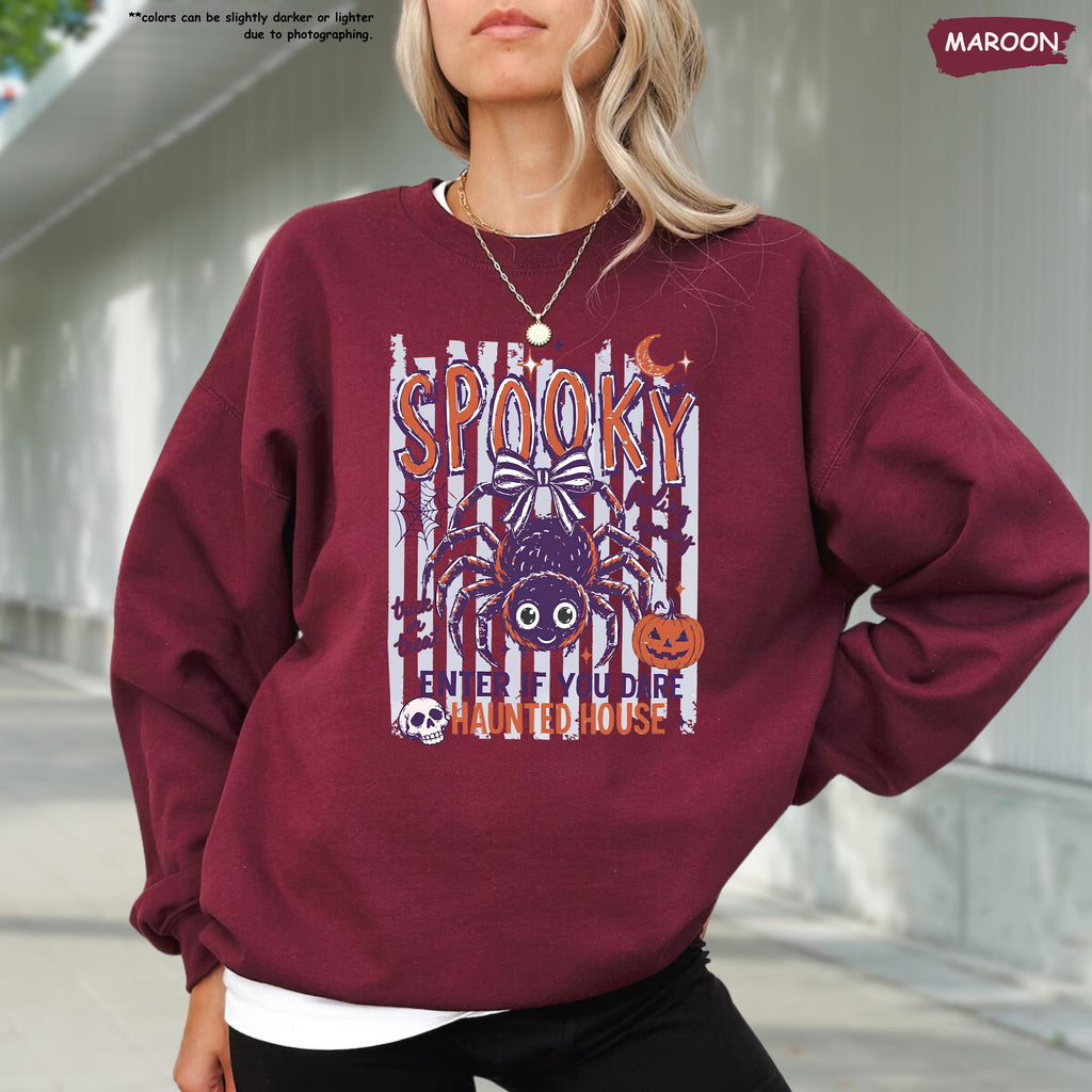 Spooky Halloween Hoodie, Spooky House Sweatshirt, Women Halloween Gift, Stripped Feeling Spooky Sweater, Pumpkin Season Sweater