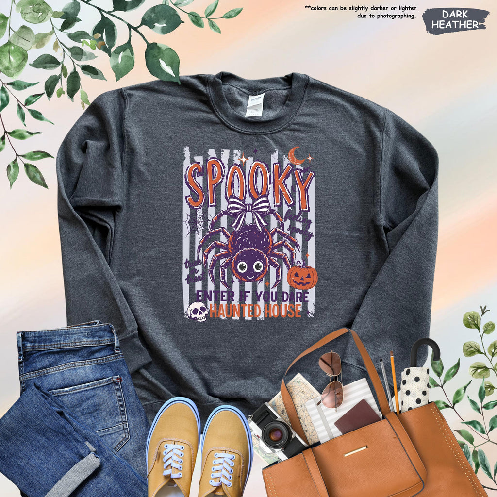 Spooky Halloween Hoodie, Spooky House Sweatshirt, Women Halloween Gift, Stripped Feeling Spooky Sweater, Pumpkin Season Sweater
