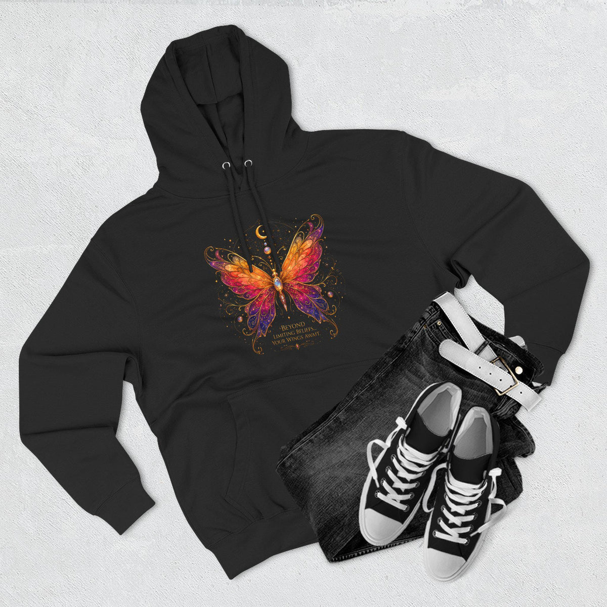 Butterfly Hoodie | Inspirational Butterfly Sweatshirt | Spiritual Hoodie | Celestial Butterfly Gift | Boho Graphic Hoodie