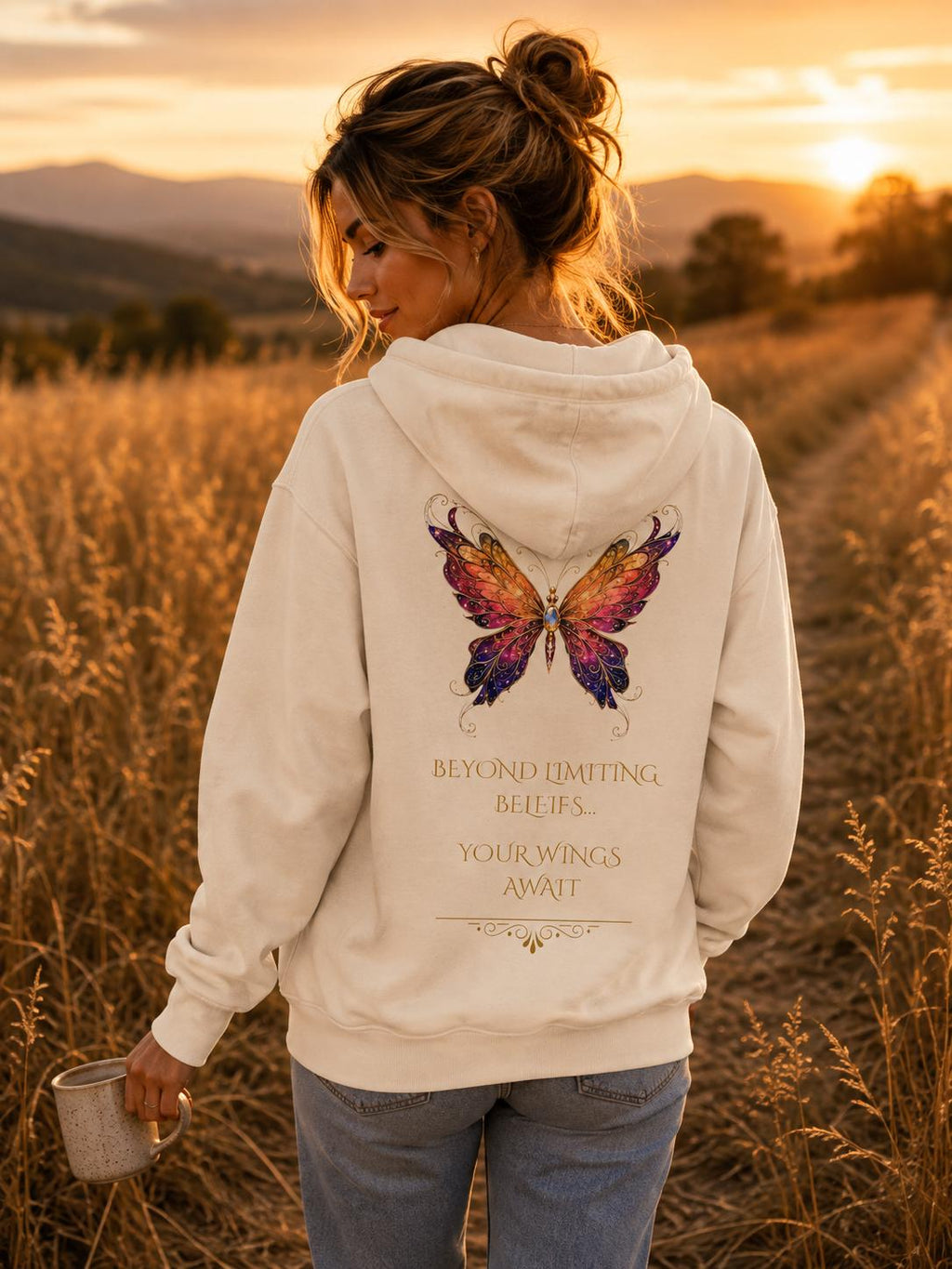 Butterfly Hoodie | Inspirational Butterfly Sweatshirt | Spiritual Hoodie | Celestial Butterfly Gift | Boho Graphic Hoodie