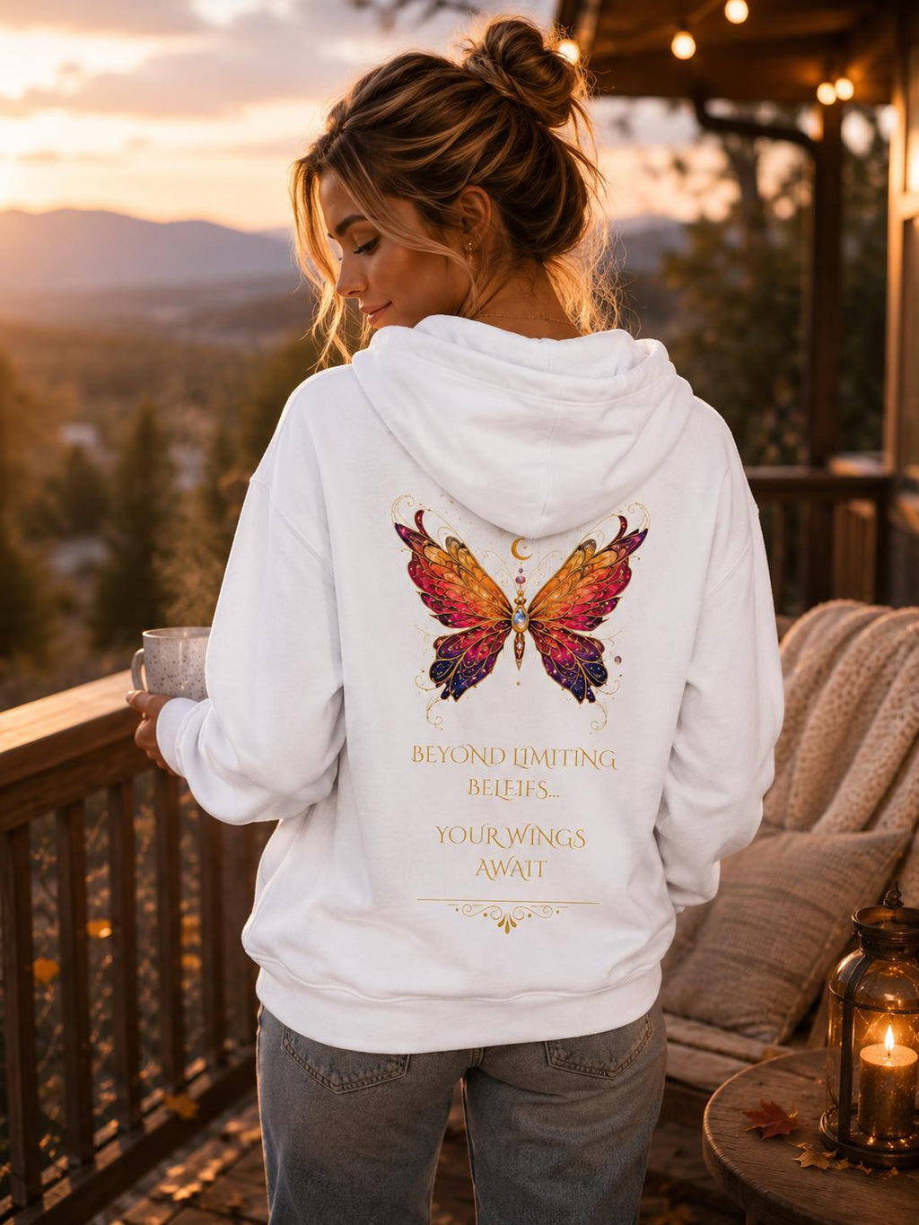 Butterfly Hoodie | Inspirational Butterfly Sweatshirt | Spiritual Hoodie | Celestial Butterfly Gift | Boho Graphic Hoodie