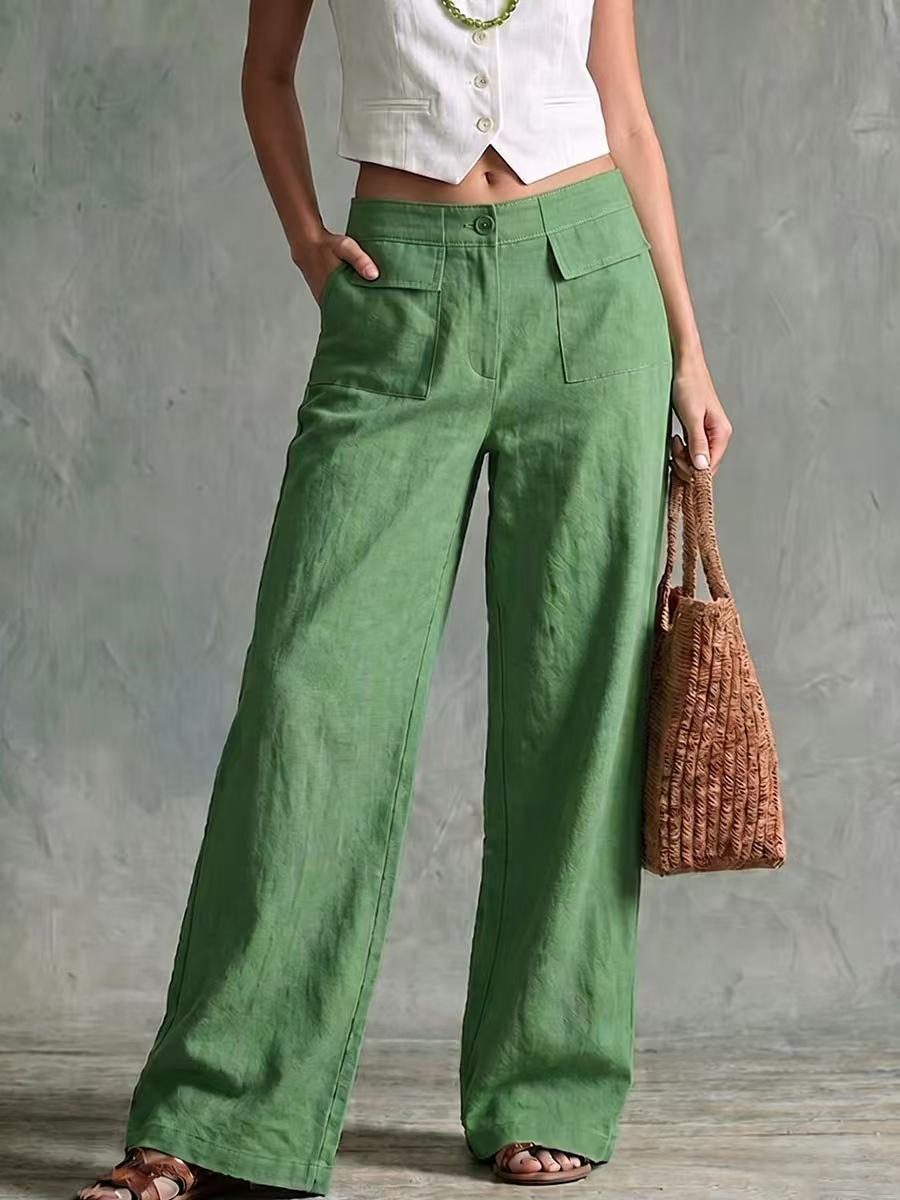 Women's Loose Fit Casual Pants, Solid Color Elastic Waist Trousers, Relaxed Everyday Pants, Comfy Wide Leg Pants, Minimalist Style