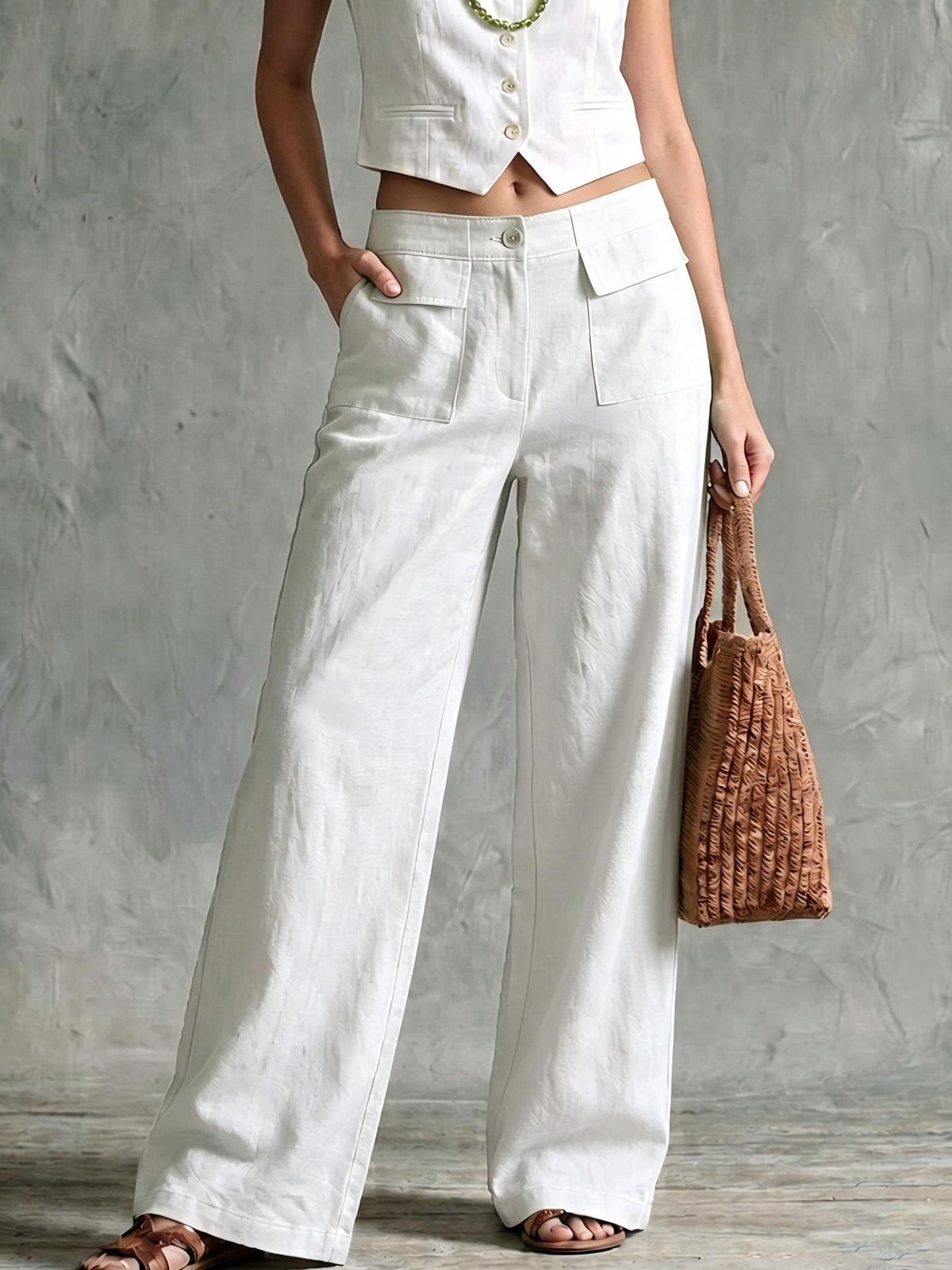 Women's Loose Fit Casual Pants, Solid Color Elastic Waist Trousers, Relaxed Everyday Pants, Comfy Wide Leg Pants, Minimalist Style