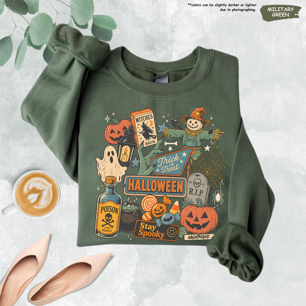 Halloween Collage Sweatshirt, Trick or Treat Hoodie, Stay Spooky Sweater, Spooky Season Gift, Halloween Ghost Sweater, Witchy Women Gifts