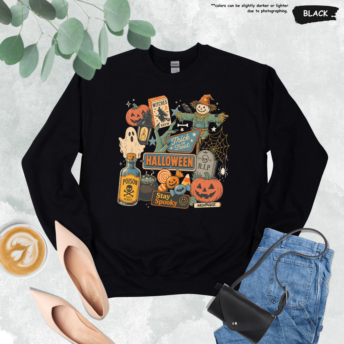 Halloween Collage Sweatshirt, Trick or Treat Hoodie, Stay Spooky Sweater, Spooky Season Gift, Halloween Ghost Sweater, Witchy Women Gifts