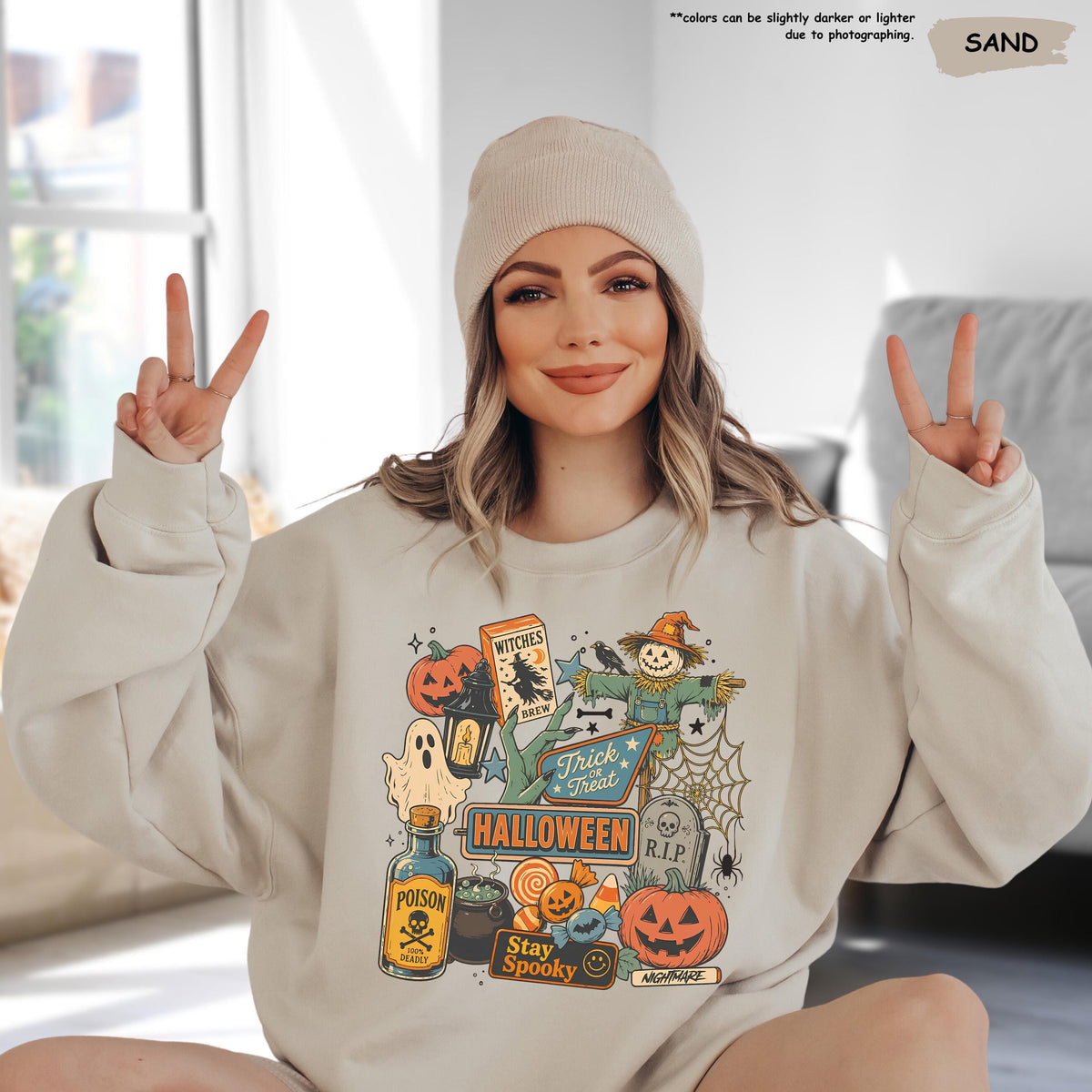 Halloween Collage Sweatshirt, Trick or Treat Hoodie, Stay Spooky Sweater, Spooky Season Gift, Halloween Ghost Sweater, Witchy Women Gifts