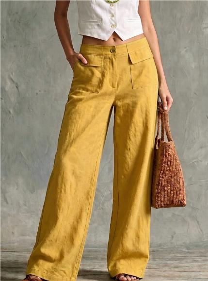 Women's Loose Fit Casual Pants, Solid Color Elastic Waist Trousers, Relaxed Everyday Pants, Comfy Wide Leg Pants, Minimalist Style