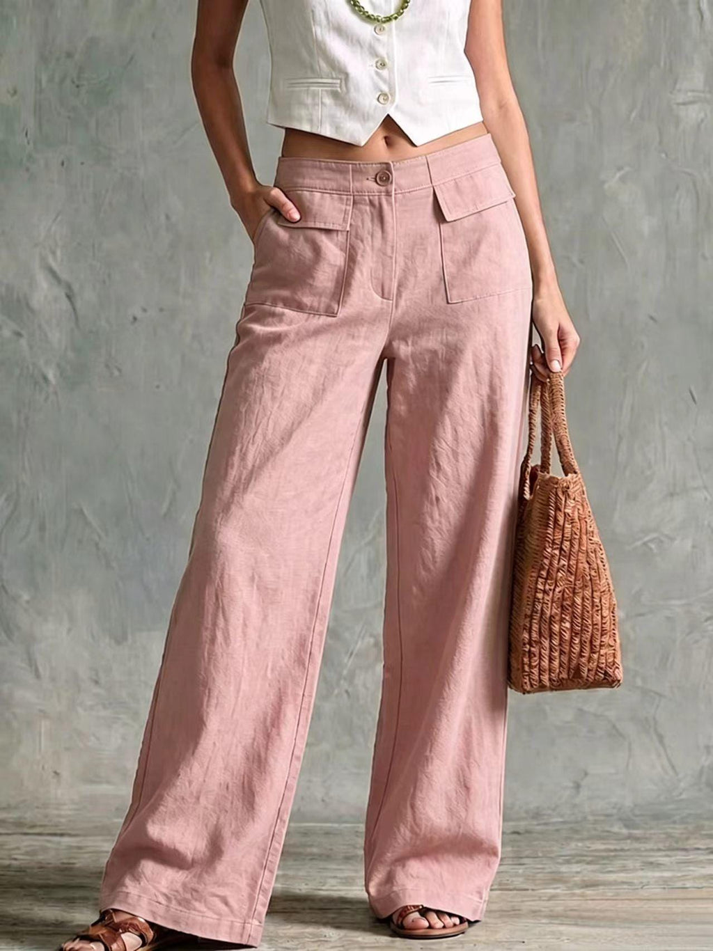 Women's Loose Fit Casual Pants, Solid Color Elastic Waist Trousers, Relaxed Everyday Pants, Comfy Wide Leg Pants, Minimalist Style