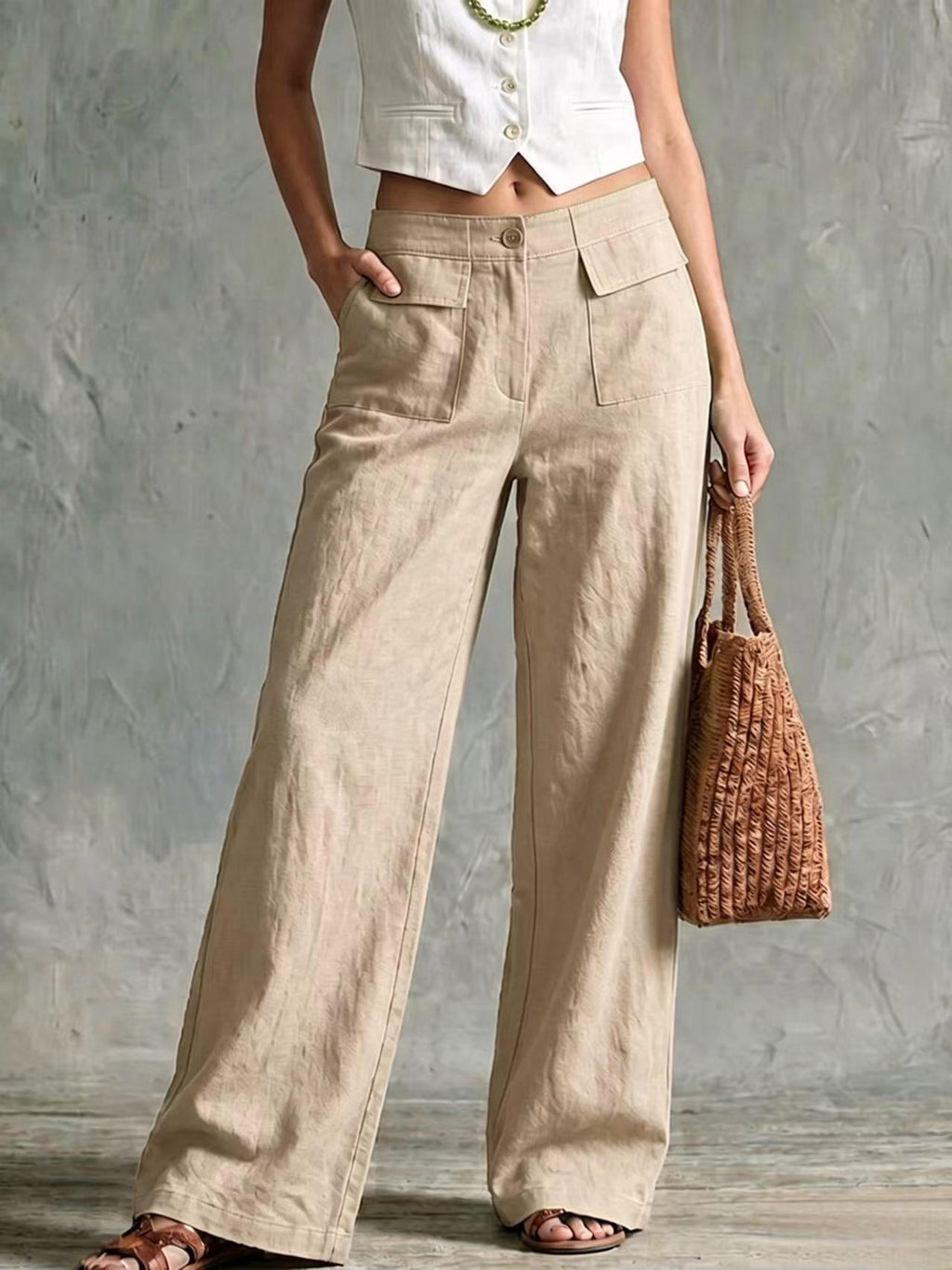 Women's Loose Fit Casual Pants, Solid Color Elastic Waist Trousers, Relaxed Everyday Pants, Comfy Wide Leg Pants, Minimalist Style