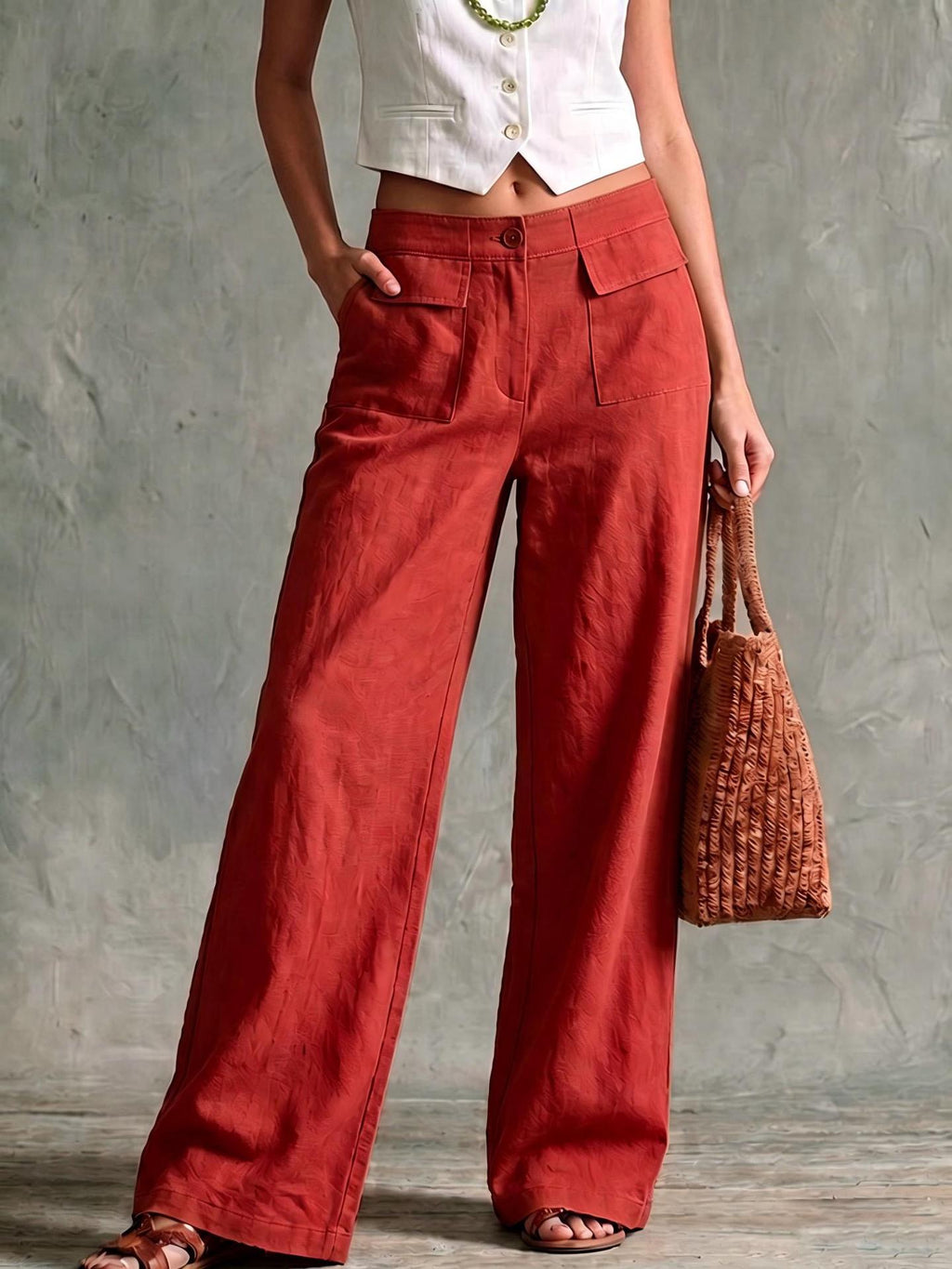 Women's Loose Fit Casual Pants, Solid Color Elastic Waist Trousers, Relaxed Everyday Pants, Comfy Wide Leg Pants, Minimalist Style
