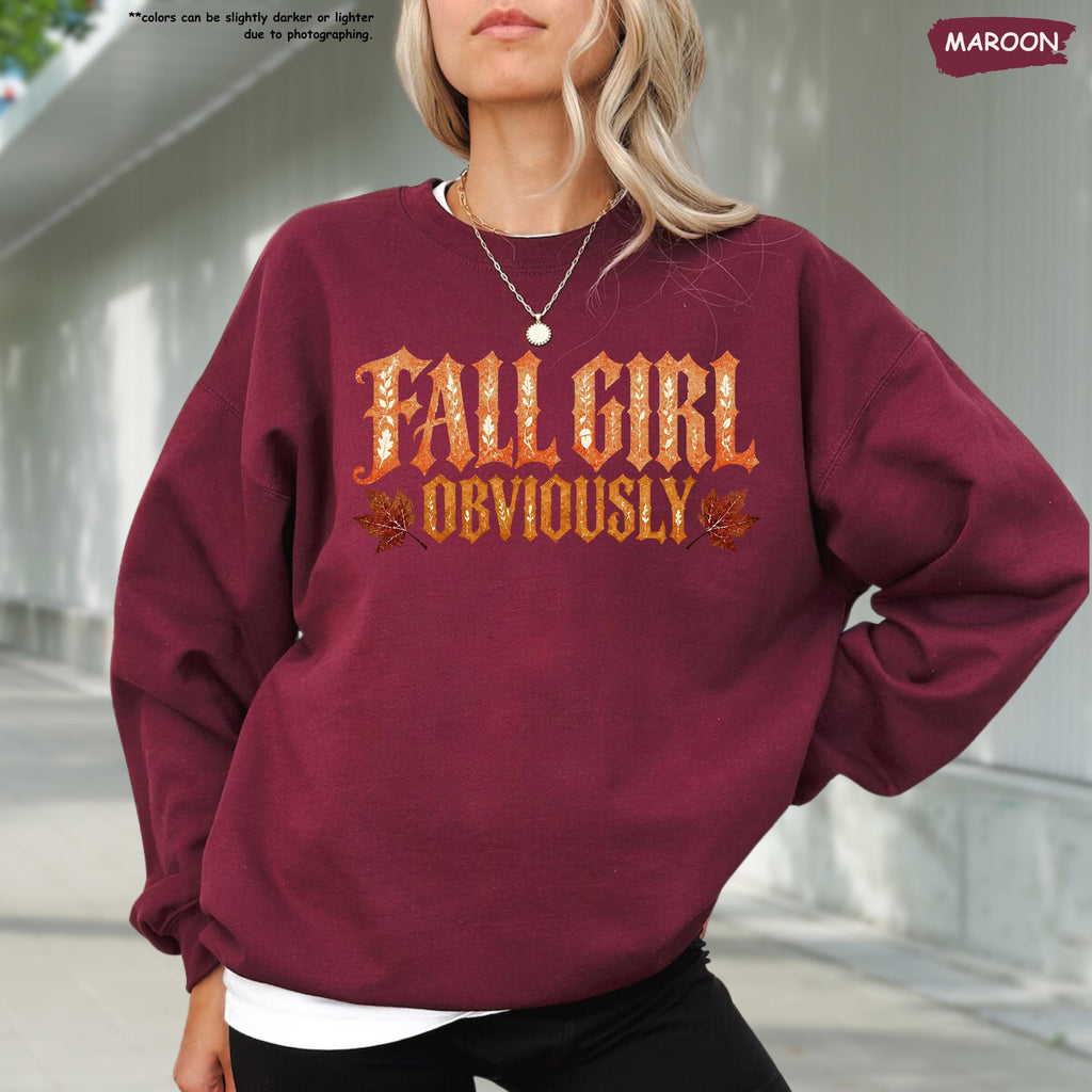 Fall Girl Obviously Hoodie, Autumn Leaf Sweatshirt, Girly Autumn Gift, Fall Season Hoodie, Fall Girl Sweatshirt, Fall Themed Sweater
