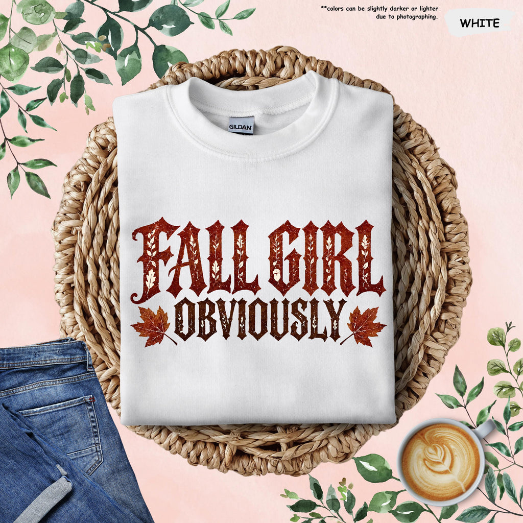Fall Girl Obviously Hoodie, Autumn Leaf Sweatshirt, Girly Autumn Gift, Fall Season Hoodie, Fall Girl Sweatshirt, Fall Themed Sweater