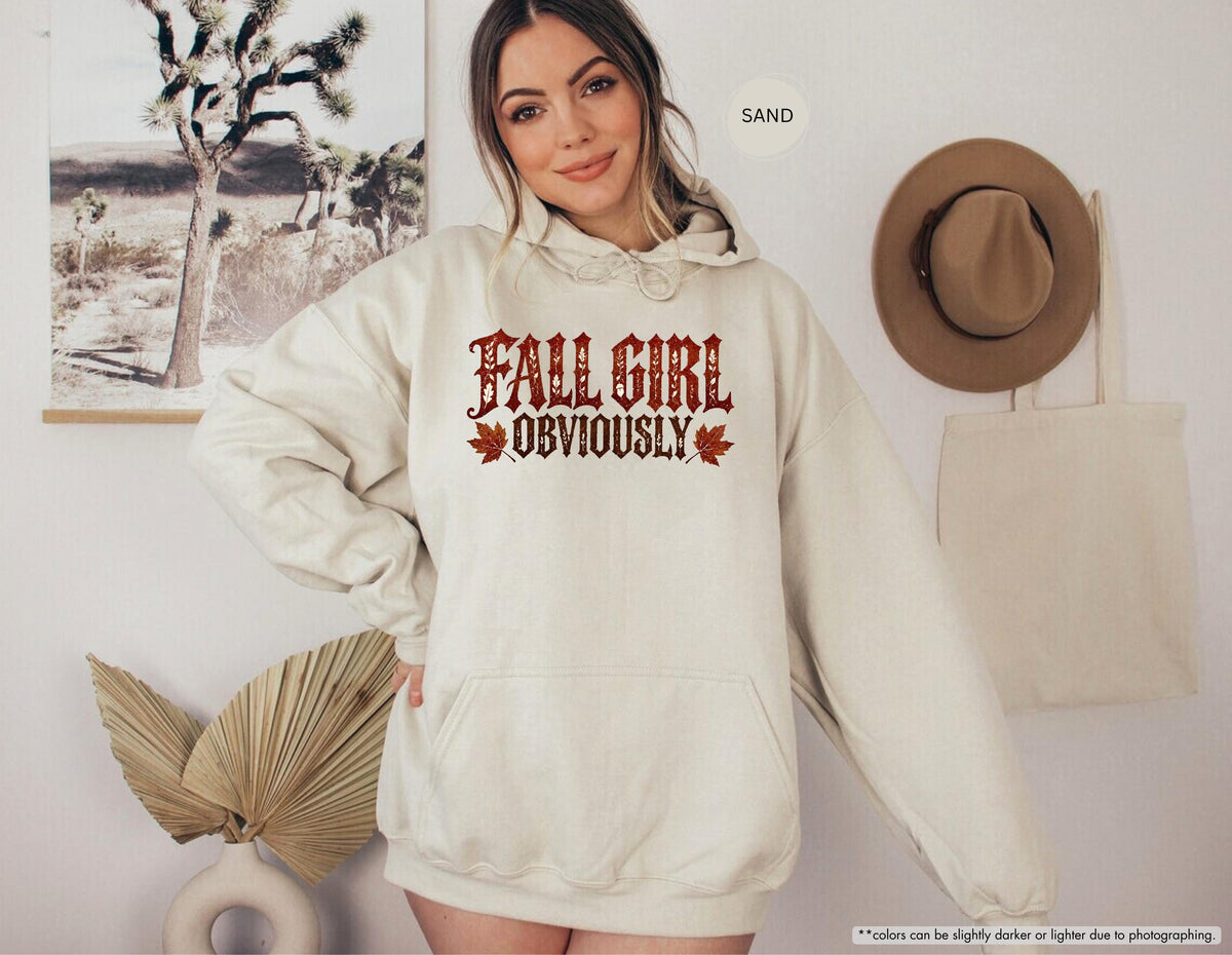 Fall Girl Obviously Hoodie, Autumn Leaf Sweatshirt, Girly Autumn Gift, Fall Season Hoodie, Fall Girl Sweatshirt, Fall Themed Sweater