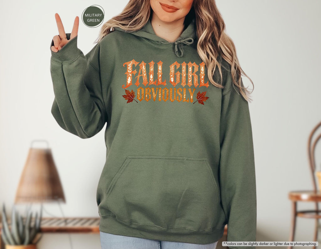 Fall Girl Obviously Hoodie, Autumn Leaf Sweatshirt, Girly Autumn Gift, Fall Season Hoodie, Fall Girl Sweatshirt, Fall Themed Sweater