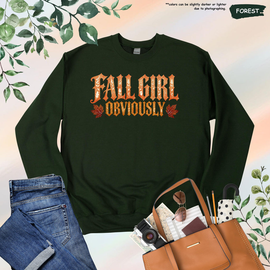 Fall Girl Obviously Hoodie, Autumn Leaf Sweatshirt, Girly Autumn Gift, Fall Season Hoodie, Fall Girl Sweatshirt, Fall Themed Sweater
