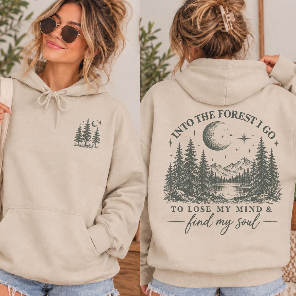 Forest Hoodie Nature Hoodies Adventure Hoodie Womens Outdoor Nature Distressed Hoodie Mountain Girl Gift Granola Girl Gifts Camping Sweaters