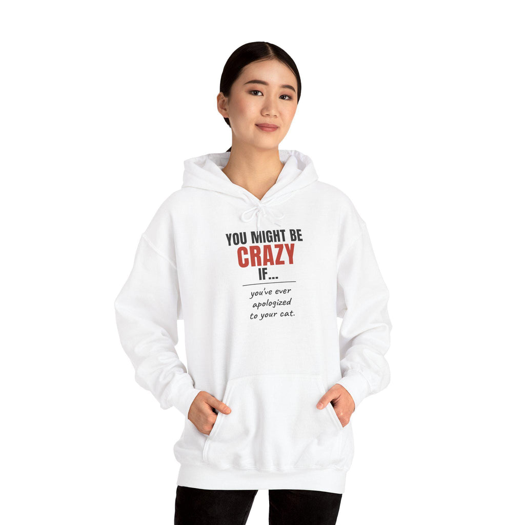 Funny Cat Hoodie, You Might Be Crazy If You've Ever Apologized To Your Cat, Cat Mom Gift Hooded Sweatshirt, Cat Lover Hoodie