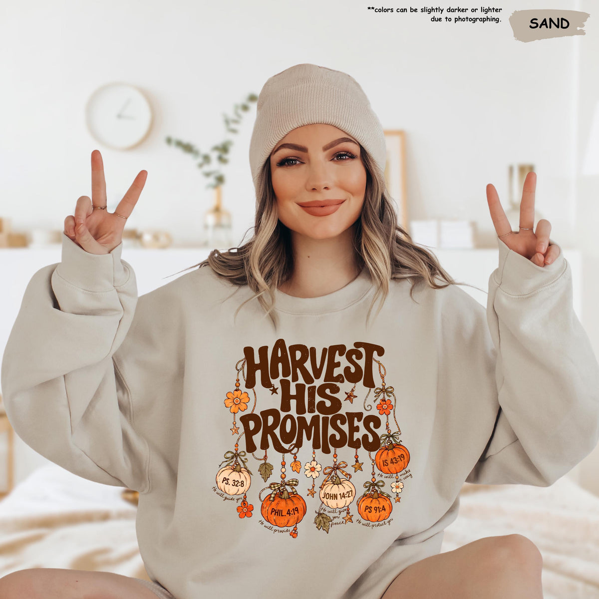 Give Thanks To The Lord Sweatshirt, Harvest His Promises Hoodie, Christian Mom Sweater, Religious Harvest Season Gift, Pumpkin Season Hoodie