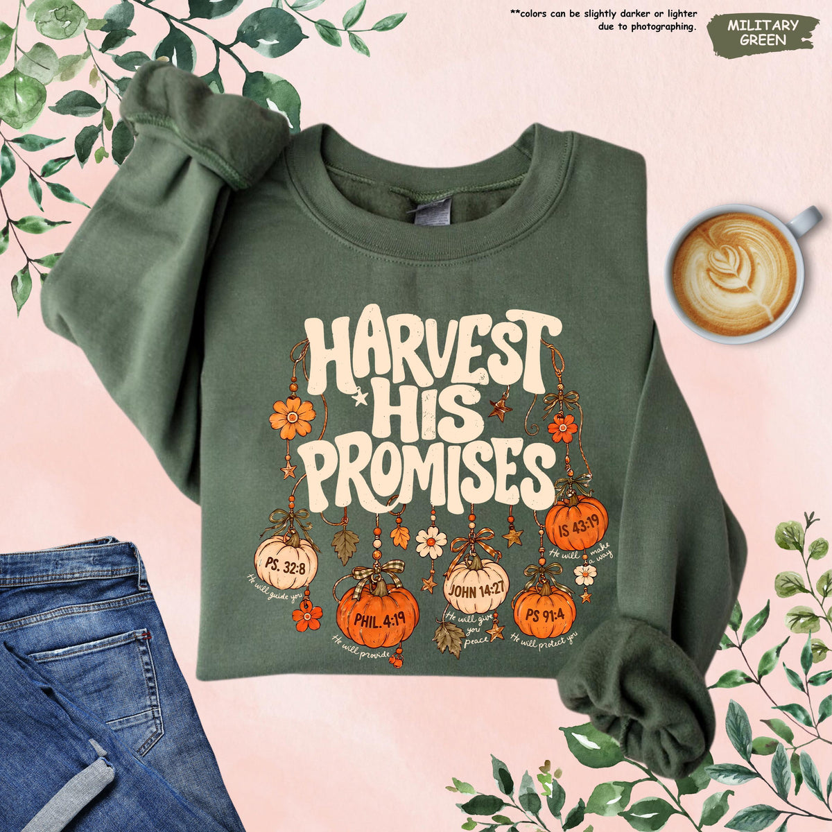 Give Thanks To The Lord Sweatshirt, Harvest His Promises Hoodie, Christian Mom Sweater, Religious Harvest Season Gift, Pumpkin Season Hoodie